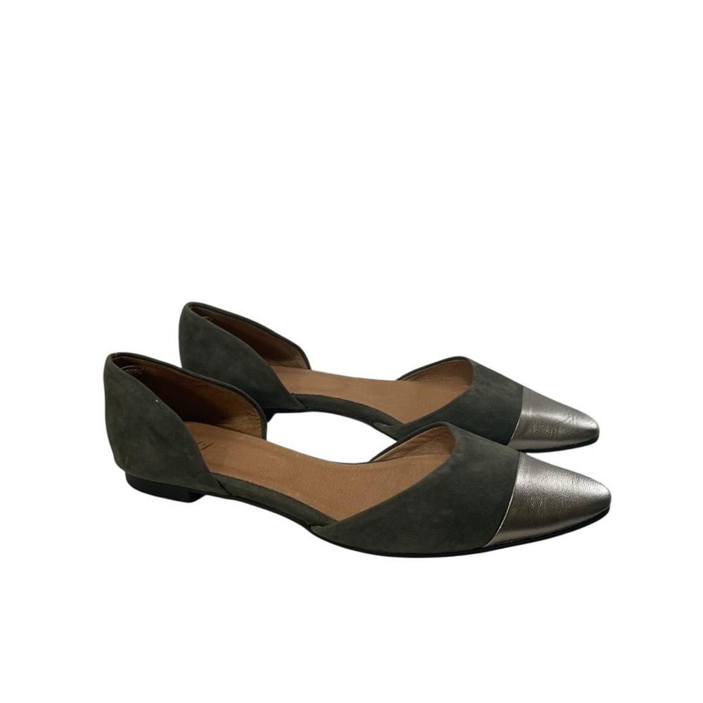 J Jill Suede Leather D'Orsay Pointed Cap Toe Office Preppy Flats Women‎ 9.5 Gray